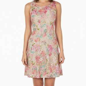 90s Vintage Perceptions New York Dress Floral Lace Cocktail Party Size Small